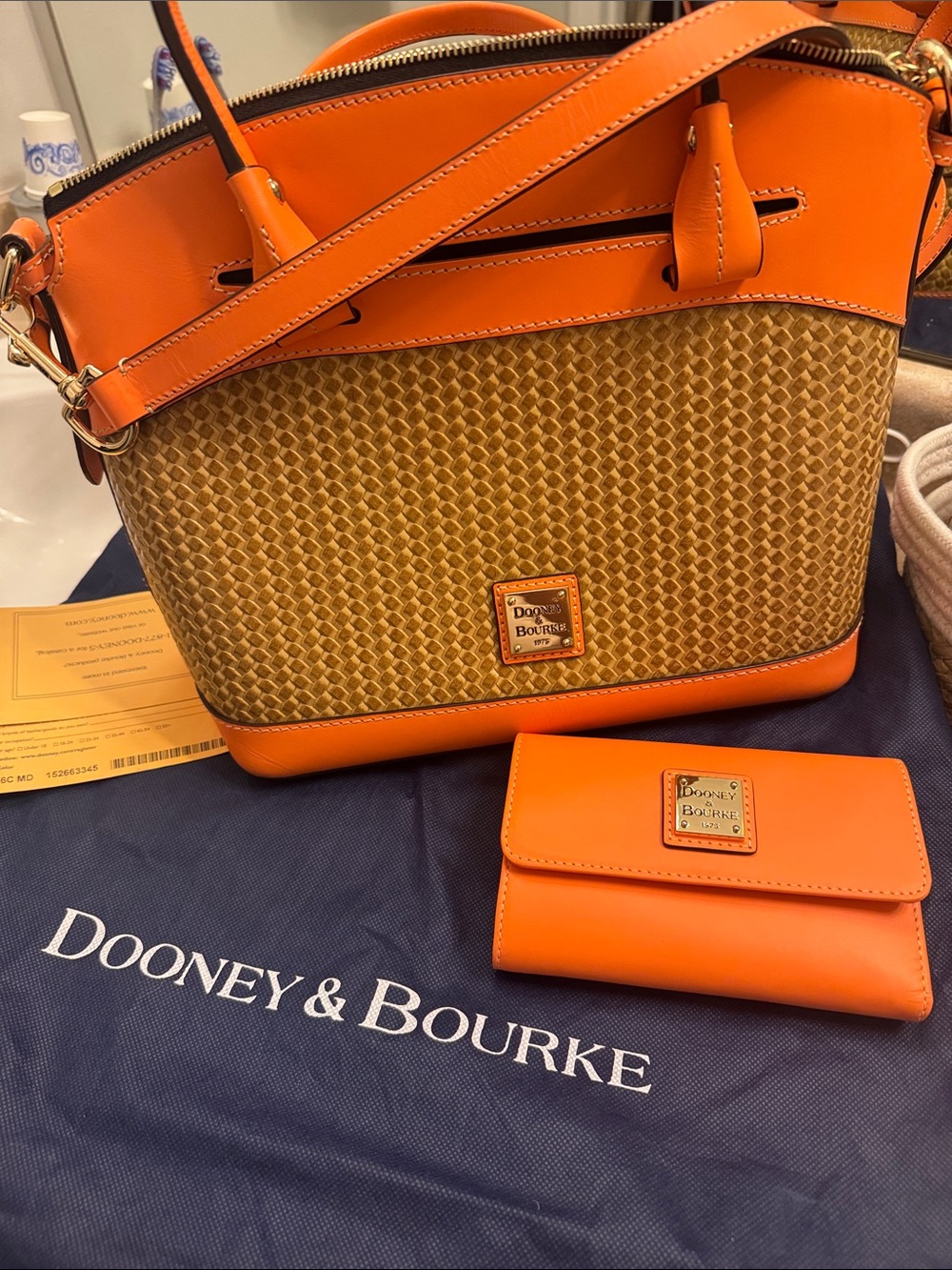 Dooney & Bourke Orange Doom Sachel with Matching Wallet